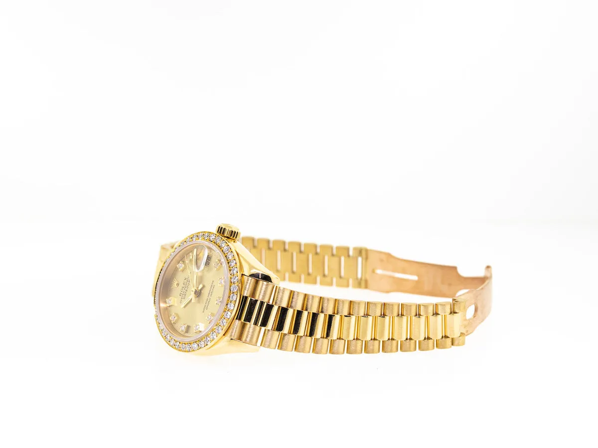 Rolex Lady-Datejust 26mm Yellow Gold Champagne Diamond Dial & Bezel 69138
