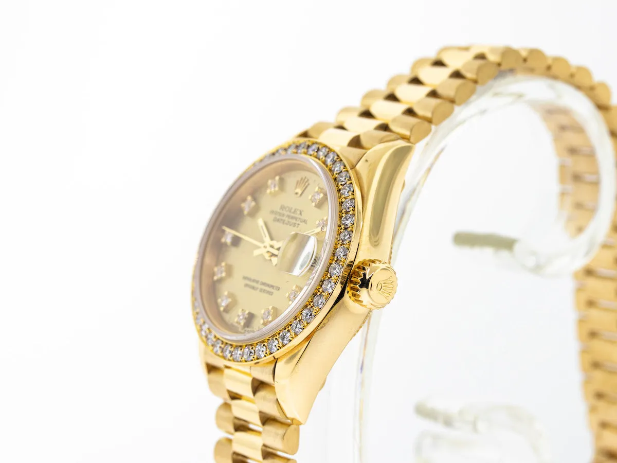 Rolex Lady-Datejust 26mm Yellow Gold Champagne Diamond Dial & Bezel 69138