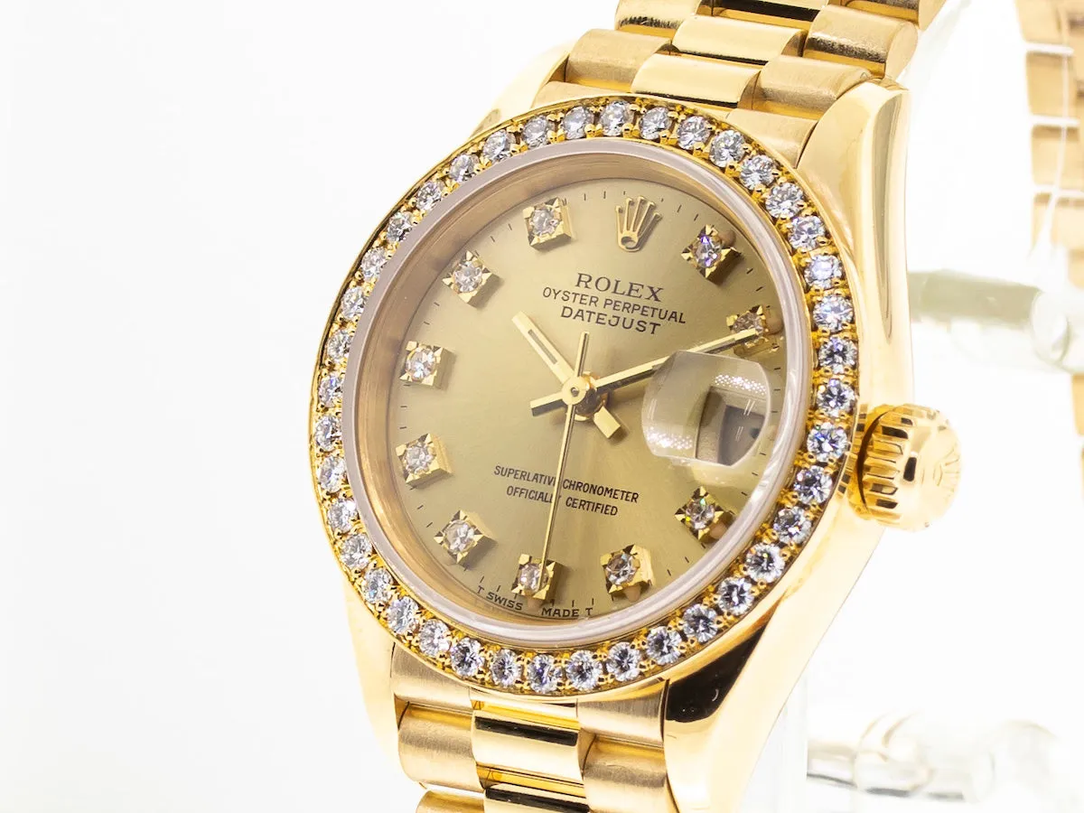 Rolex Lady-Datejust 26mm Yellow Gold Champagne Diamond Dial & Bezel 69138