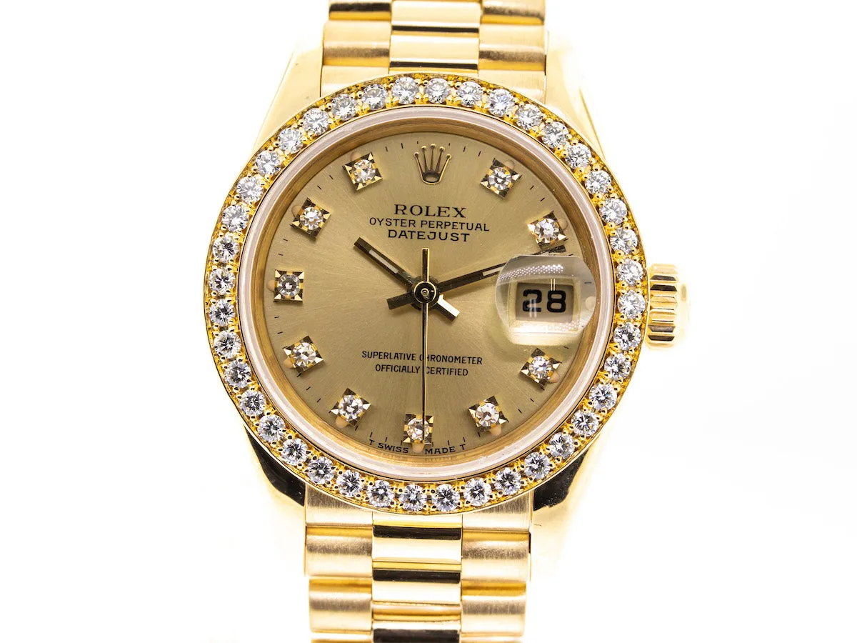 Rolex Lady-Datejust 26mm Yellow Gold Champagne Diamond Dial & Bezel 69138