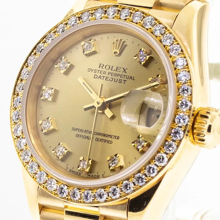 Rolex Lady-Datejust 26mm Yellow Gold Champagne Diamond Dial & Bezel 69138