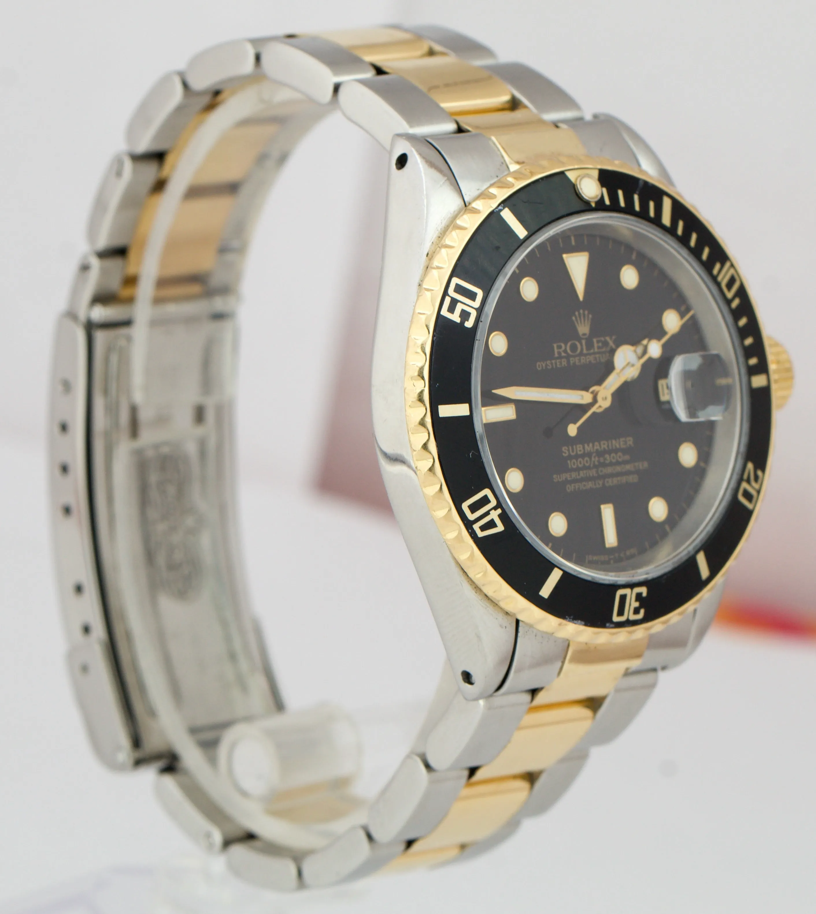 Rolex Submariner Date 18K Two-Tone Yellow Gold Steel Black 40mm Watch 16613