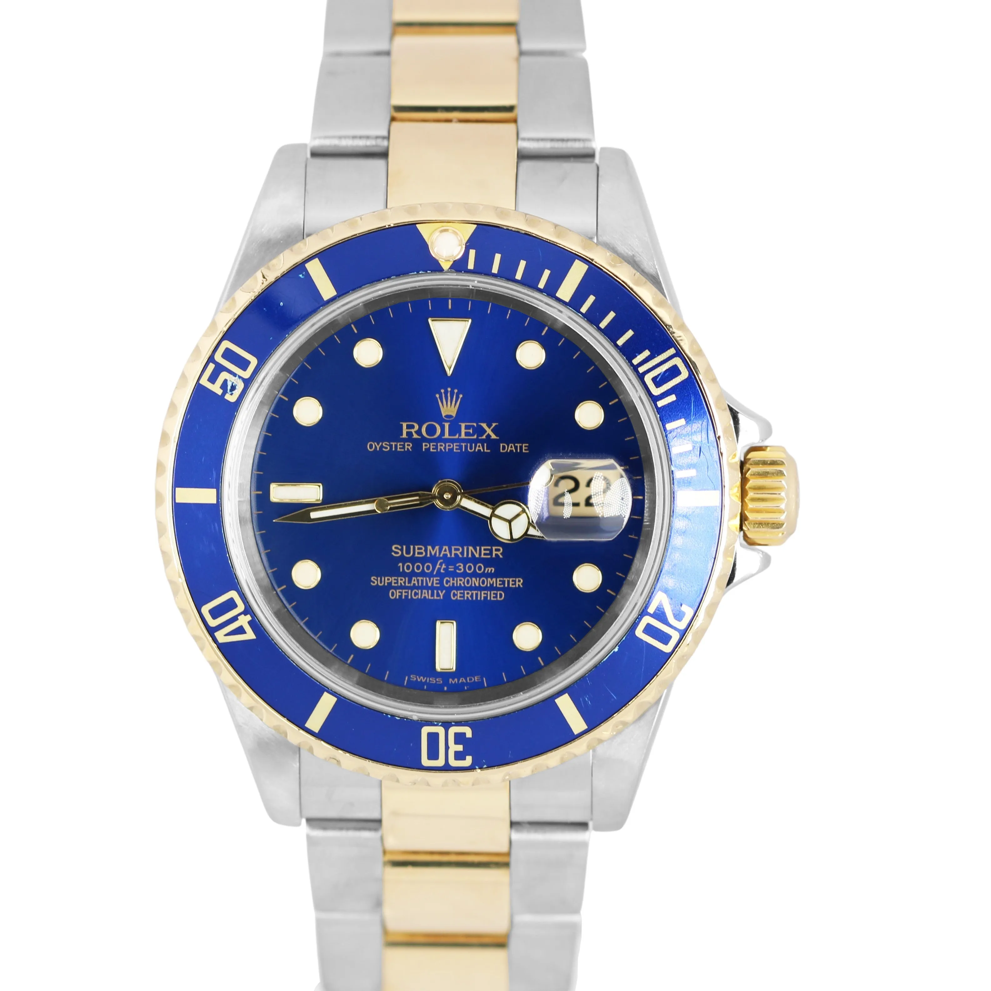 Rolex Submariner Date Two-Tone 18k Gold Buckle Blue 40mm 16613LB Watch