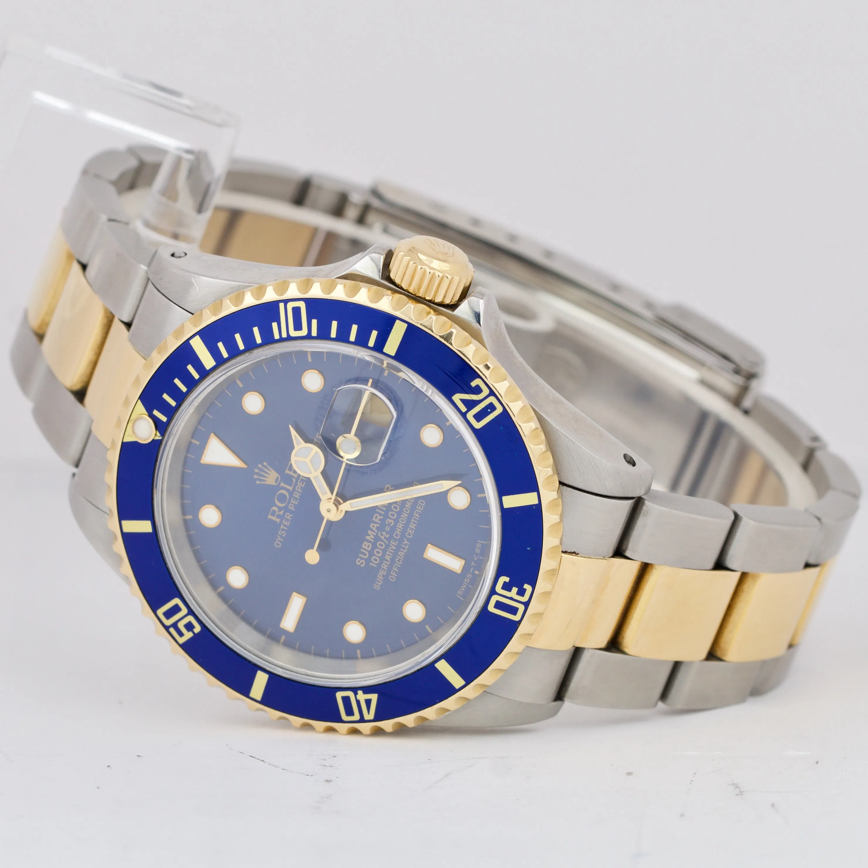 Rolex Submariner Two-Tone 18K Gold Blue Steel Buckle 40mm Oyster Watch 16613