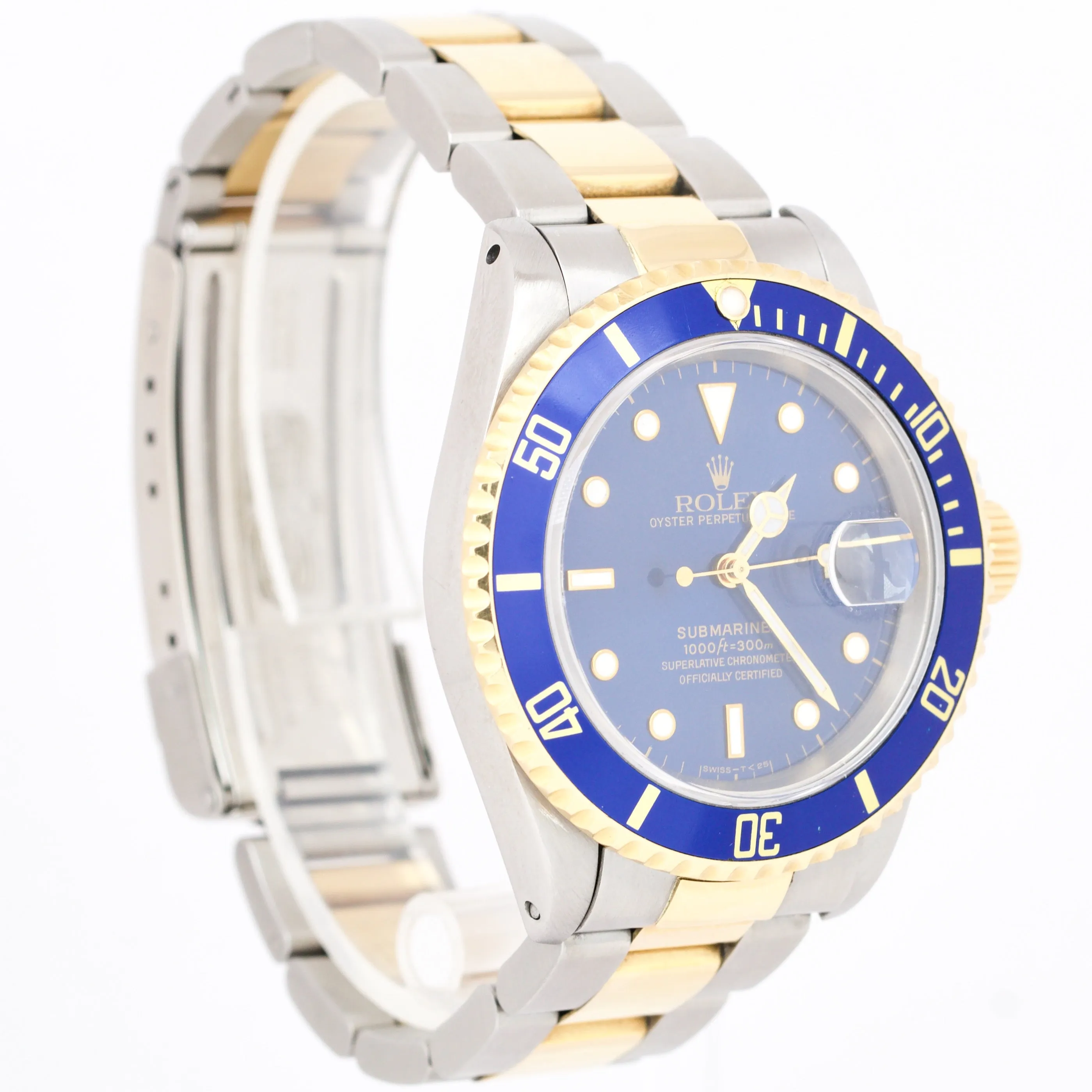 Rolex Submariner Two-Tone 18K Gold Blue Steel Buckle 40mm Oyster Watch 16613