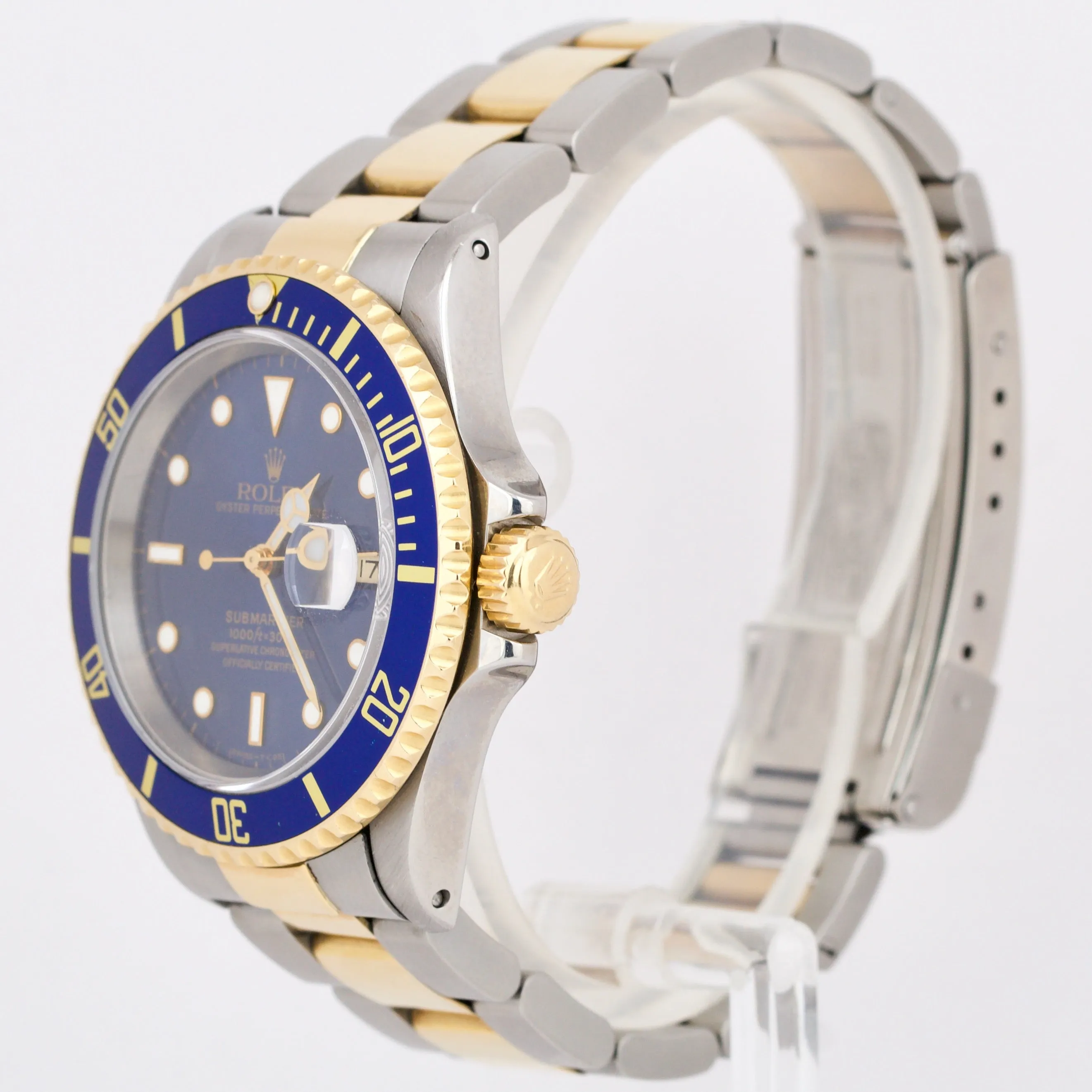 Rolex Submariner Two-Tone 18K Gold Blue Steel Buckle 40mm Oyster Watch 16613