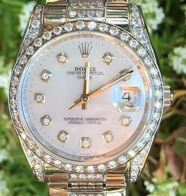 ROLEX WATCH LADIES 115200 34mm STAINLESS STEEL DATE - DIAMOND DIAL DIAMOND BEZEL