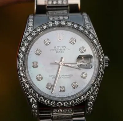 ROLEX WATCH LADIES 115200 34mm STAINLESS STEEL DATE - DIAMOND DIAL DIAMOND BEZEL