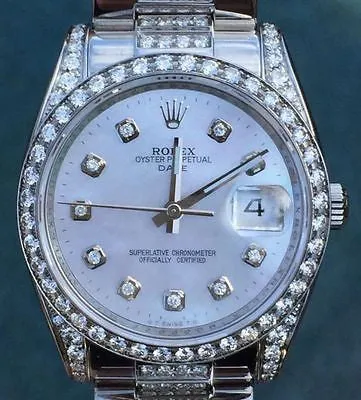 ROLEX WATCH LADIES 115200 34mm STAINLESS STEEL DATE - DIAMOND DIAL DIAMOND BEZEL