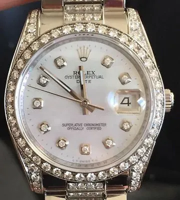 ROLEX WATCH LADIES 115200 34mm STAINLESS STEEL DATE - DIAMOND DIAL DIAMOND BEZEL