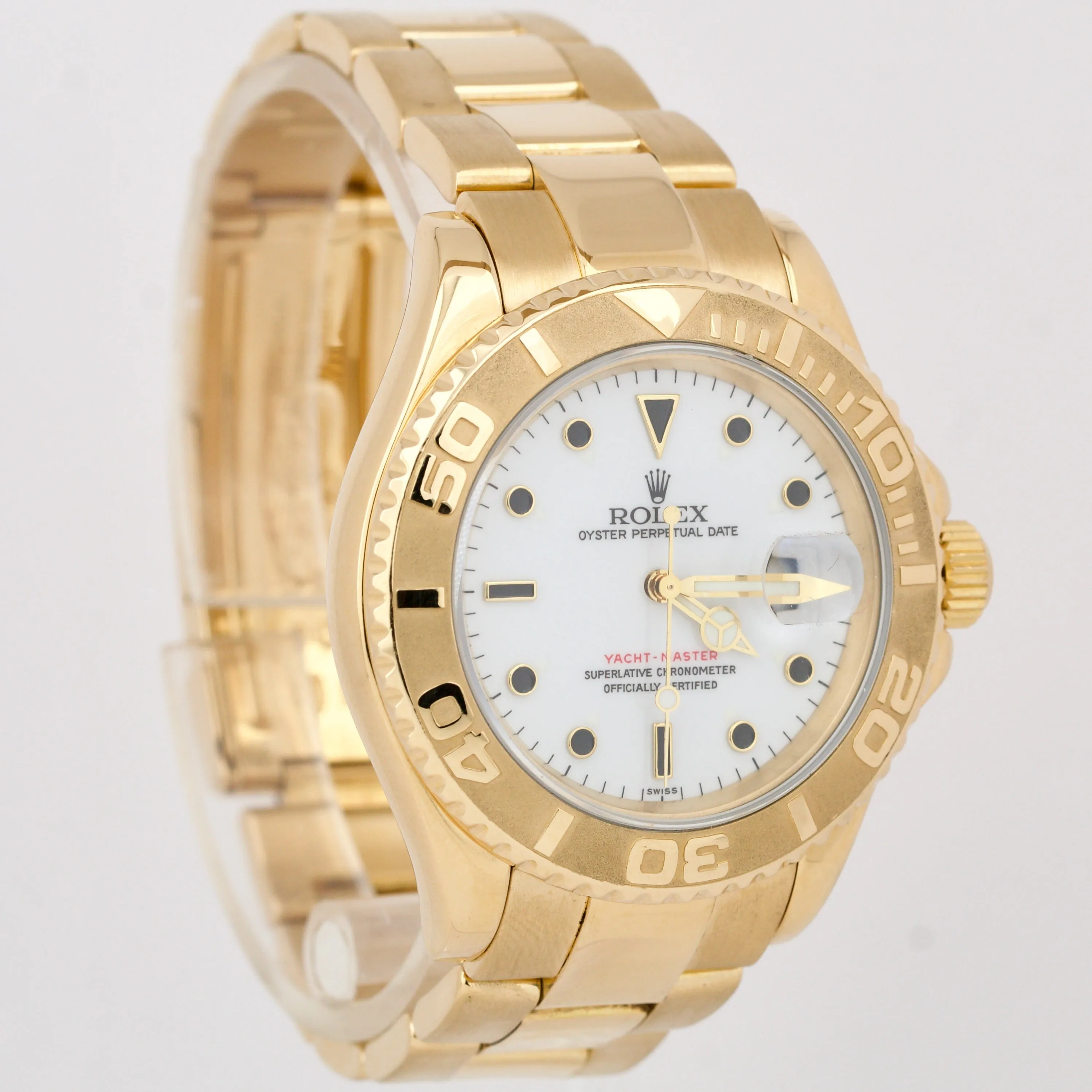 Rolex Yacht-Master 40 YM1 NO HOLES White 18K Yellow Gold Oyster 16628 40mm Watch