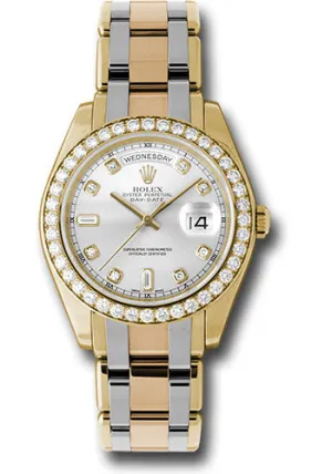 Rolex Yellow Gold Day-Date Special Edition 39 Watch - 40 Diamond Bezel - Silver Diamond Dial - 18948tri sd