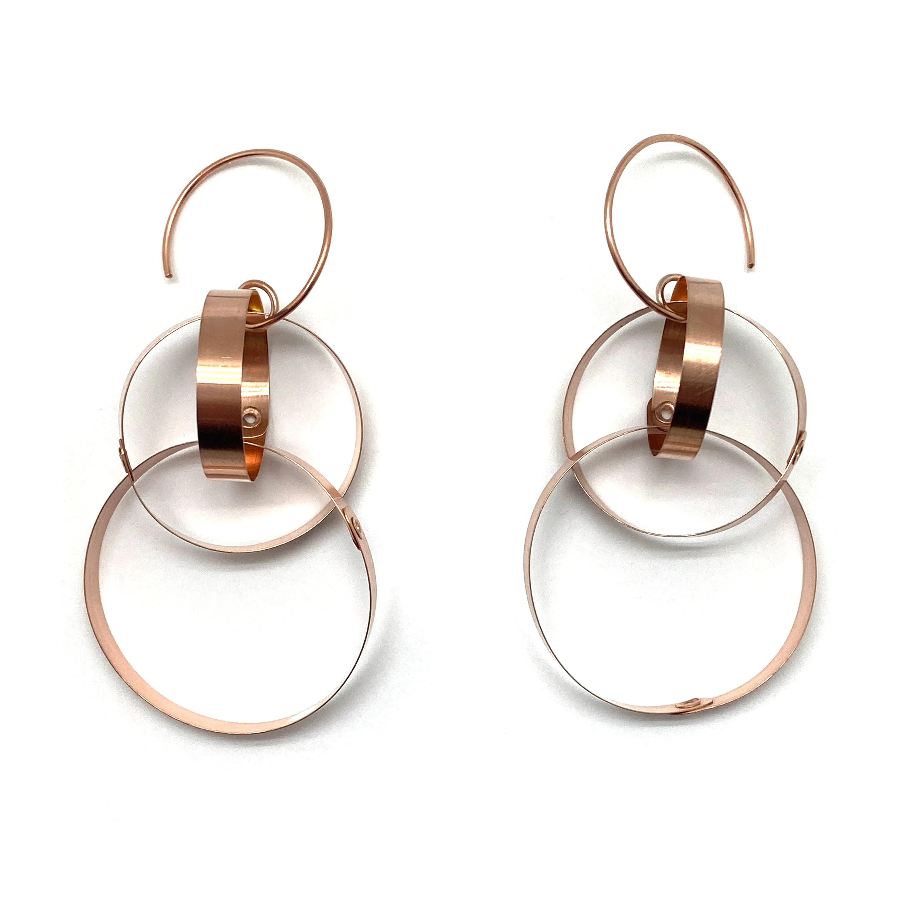 Rose Gold Interlocking Hidden Stone Hoop Drops