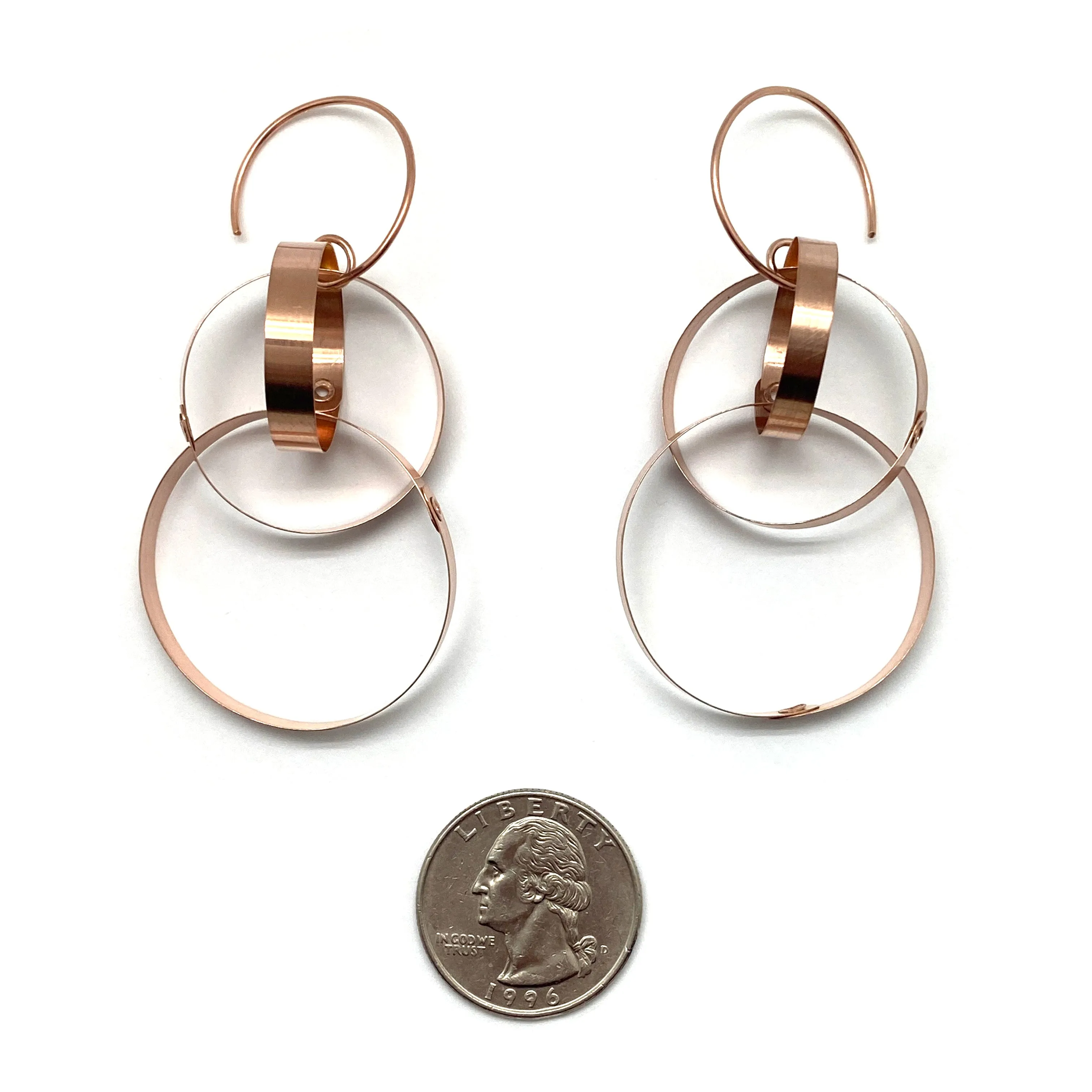Rose Gold Interlocking Hidden Stone Hoop Drops