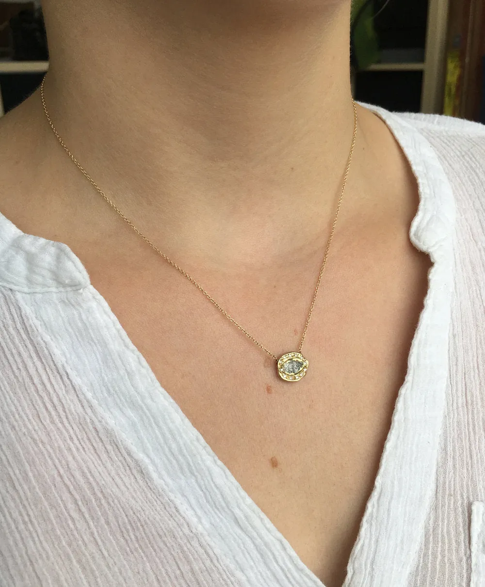 Rough Diamond Halo Pendant