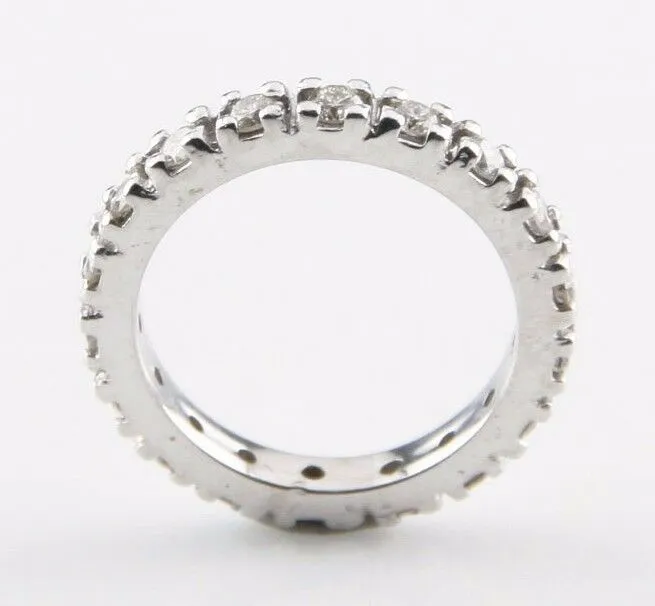 Round Diamond 14k White Gold Eternity Band Size 3.75