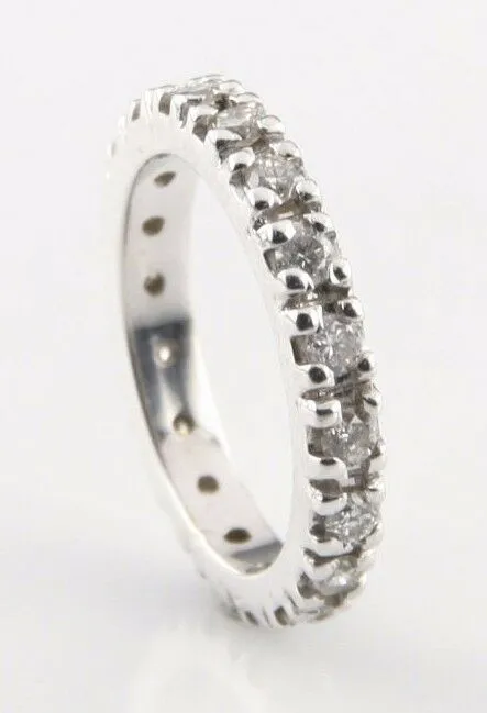 Round Diamond 14k White Gold Eternity Band Size 3.75