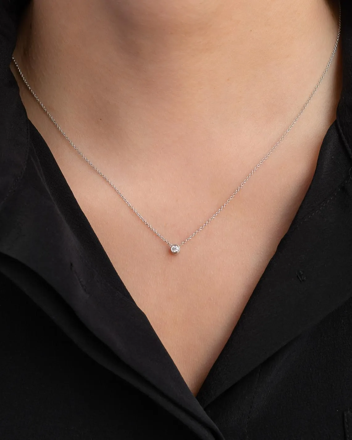 Round Diamond Bezel Necklace
