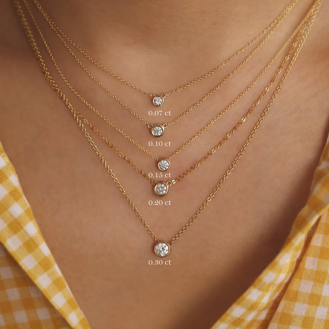 Round Diamond Bezel Necklace