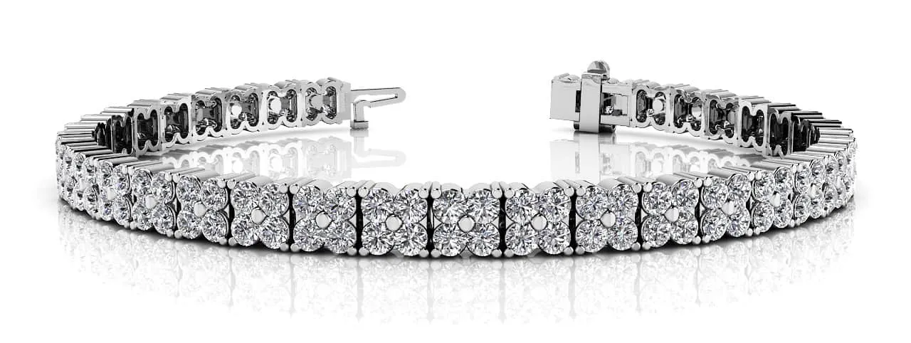 Round Diamond Blossom Tennis Diamond Bracelet with 4.88 ct.(finished) 2mm