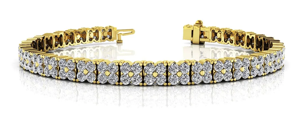 Round Diamond Blossom Tennis Diamond Bracelet with 4.88 ct.(finished) 2mm