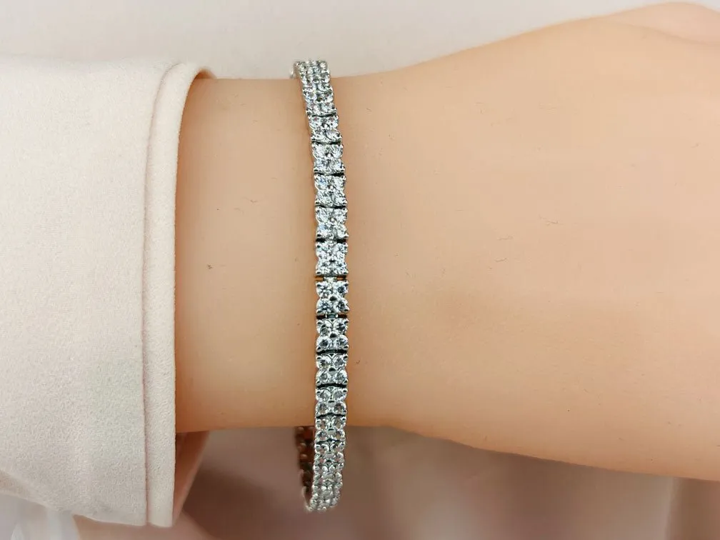 Round Diamond Blossom Tennis Diamond Bracelet with 4.88 ct.(finished) 2mm