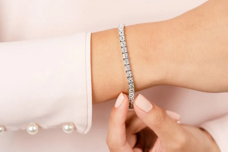 Round Diamond Blossom Tennis Diamond Bracelet with 4.88 ct.(finished) 2mm
