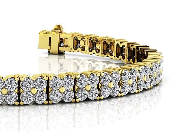 Round Diamond Blossom Tennis Diamond Bracelet with 4.88 ct.(finished) 2mm