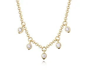 Round Diamond Five Station Necklace