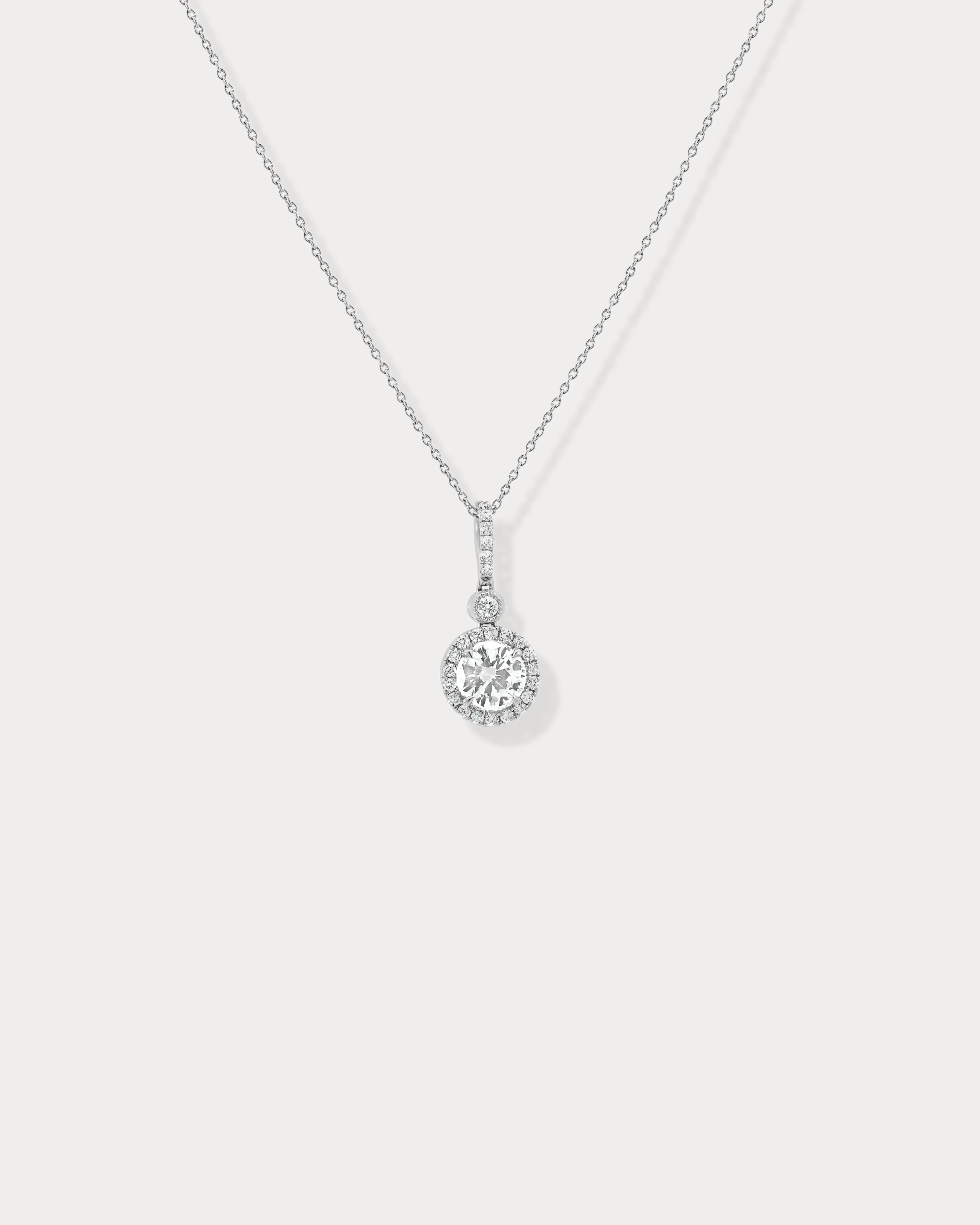 Round Halo Diamond Solitaire Pendant
