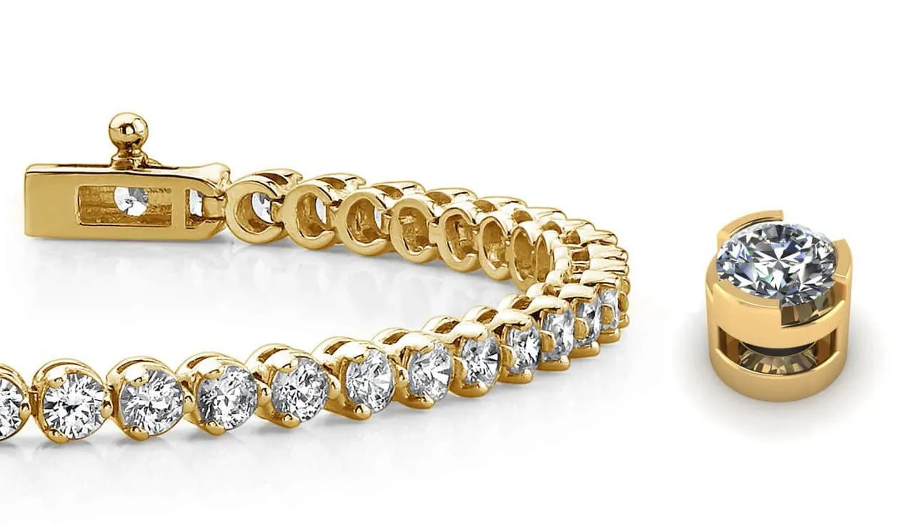 Round Prong Set Lab-Grown Diamond Tennis Bracelet with 5.00 ct.(finished) 3mm