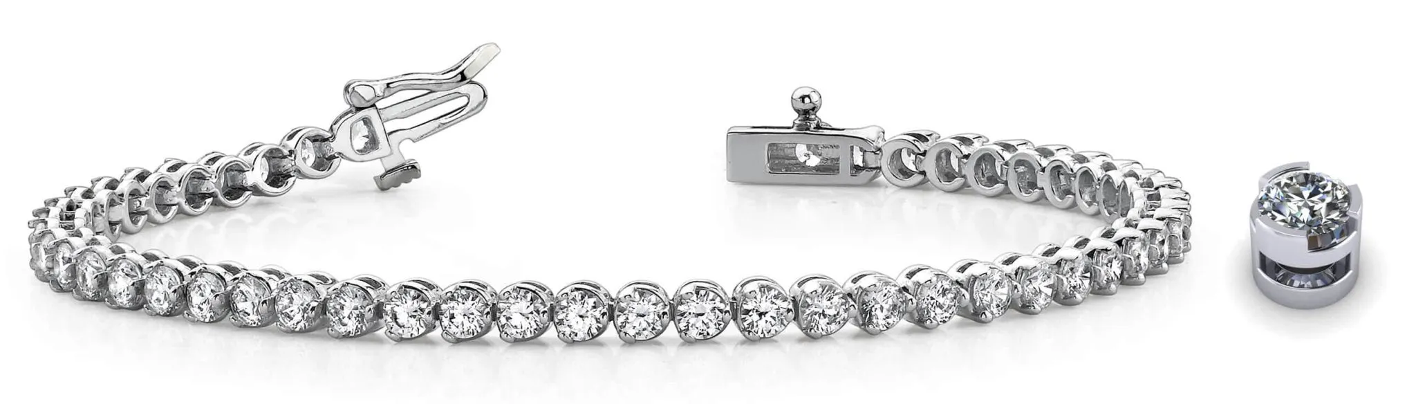 Round Prong Set Lab-Grown Diamond Tennis Bracelet with 5.00 ct.(finished) 3mm