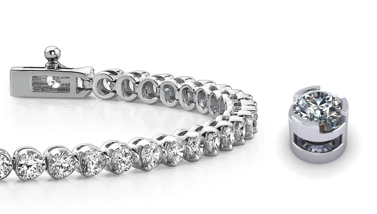 Round Prong Set Lab-Grown Diamond Tennis Bracelet with 5.00 ct.(finished) 3mm
