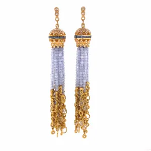 Sagrada Chalcedony and Blue Sapphire Halo Drop Earrings with Diamonds