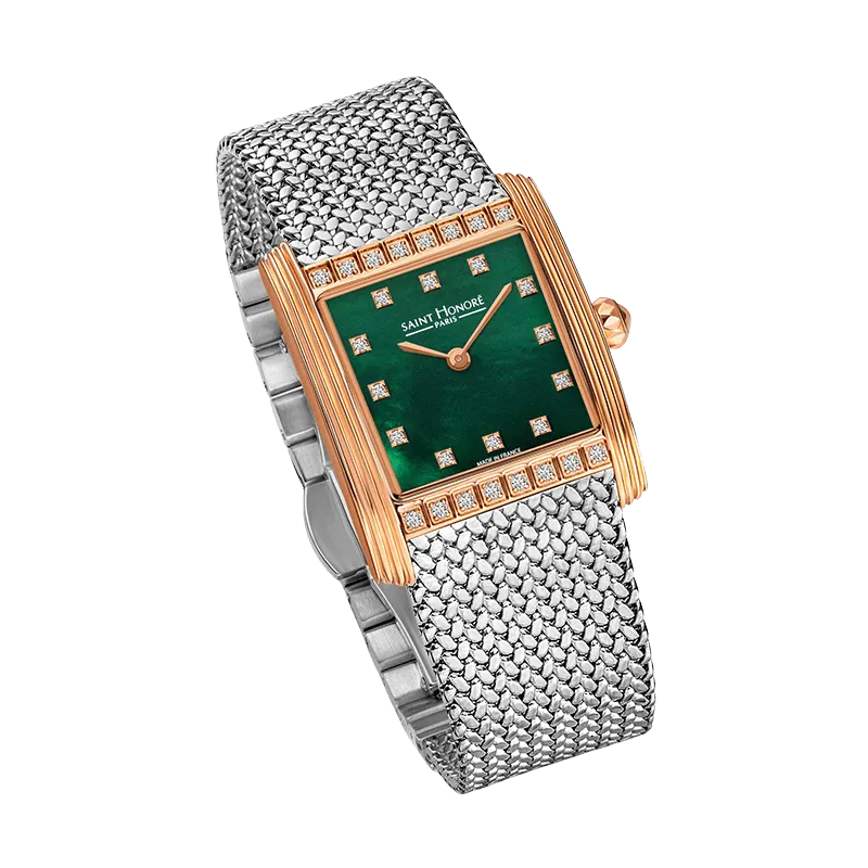 Saint Honore Palais Royal Women's Green MOP Dial Silver Rose Gold Watch