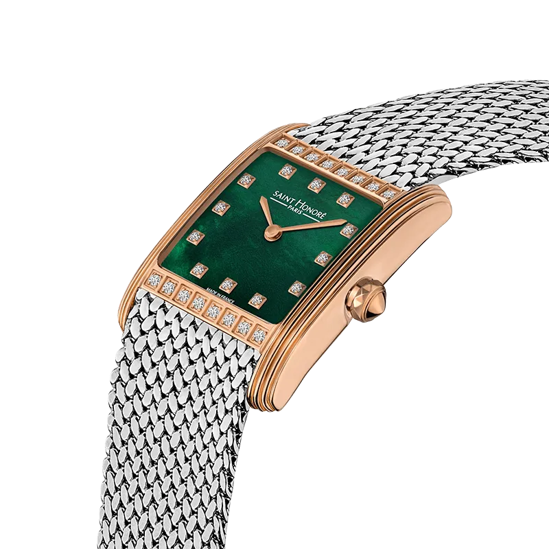 Saint Honore Palais Royal Women's Green MOP Dial Silver Rose Gold Watch