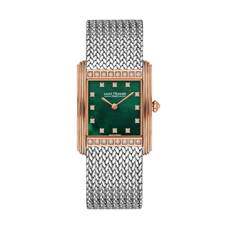 Saint Honore Palais Royal Women's Green MOP Dial Silver Rose Gold Watch