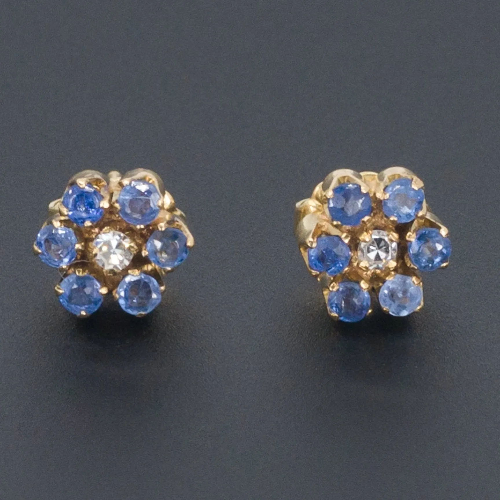 Sapphire & Diamond Flower Earrings | 18k Gold Earrings