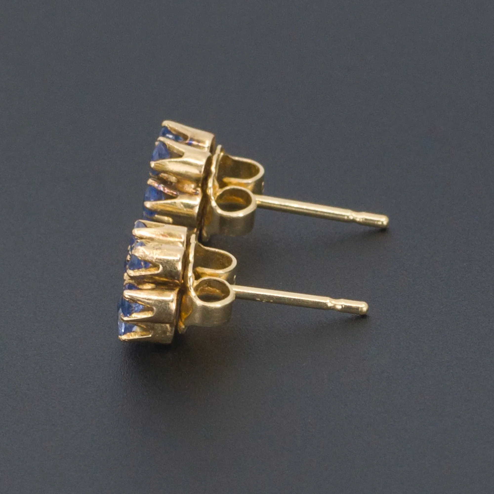 Sapphire & Diamond Flower Earrings | 18k Gold Earrings