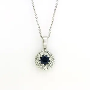 Sapphire & Diamond Halo Necklace