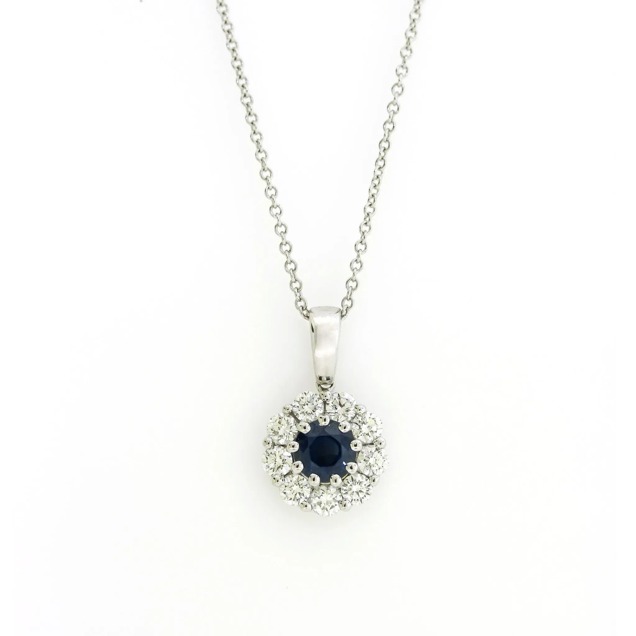 Sapphire & Diamond Halo Necklace