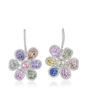 Sapphire and Diamond Flower Earrings
