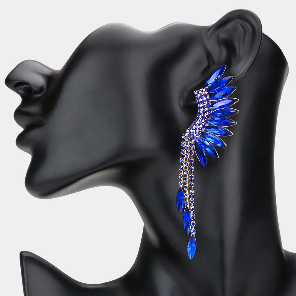 Sapphire Crystal Angel Wing Pageant Earrings  | Prom Earrings | 440184