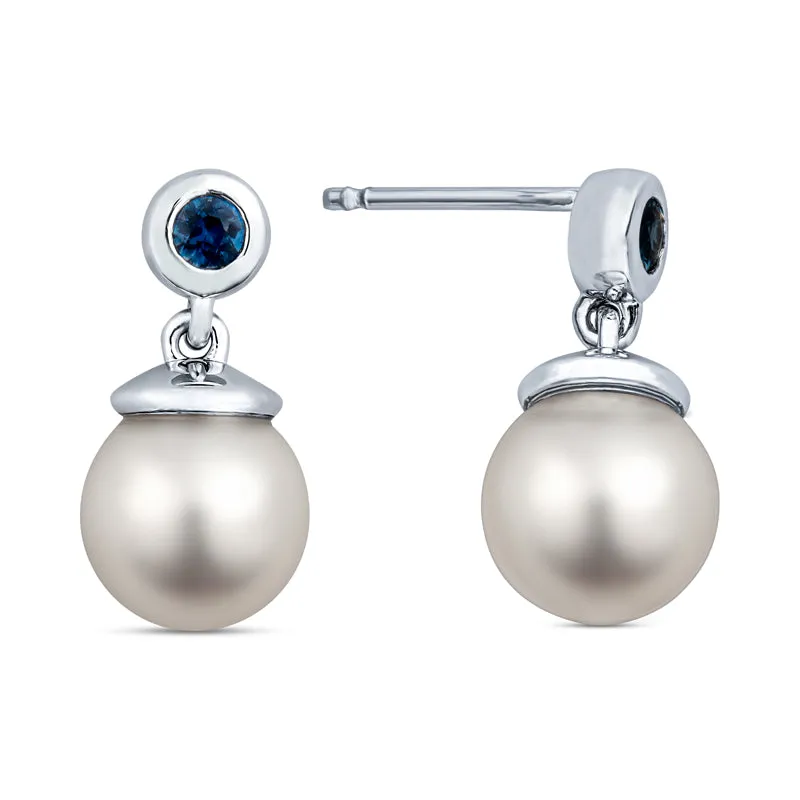 Sapphire Cultured Pearl Earrings