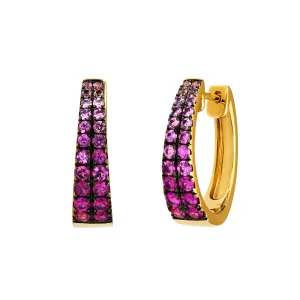 Satin Rose Pink Sapphire Huggie Hoops
