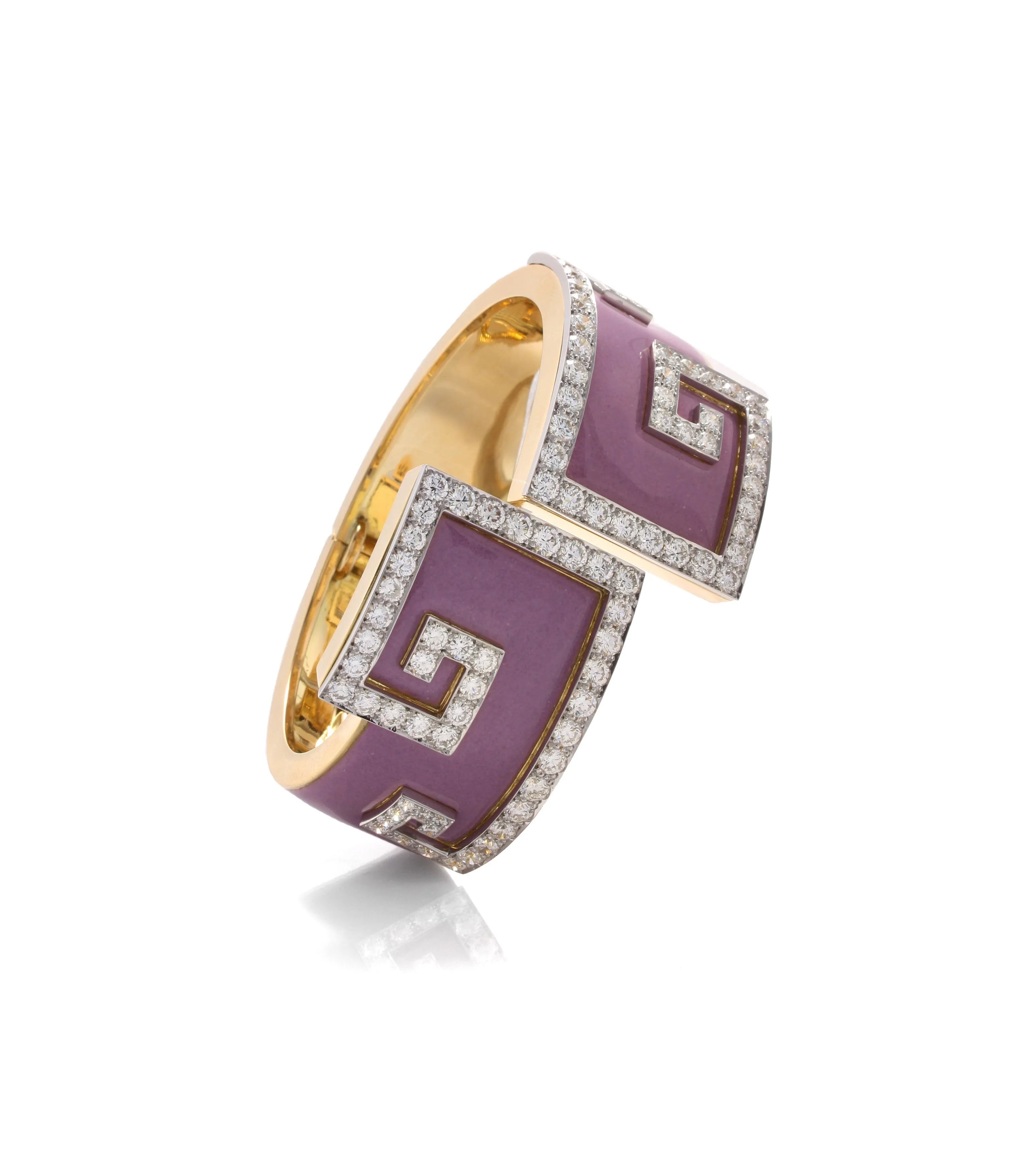 Scroll Cuff, Pink Enamel