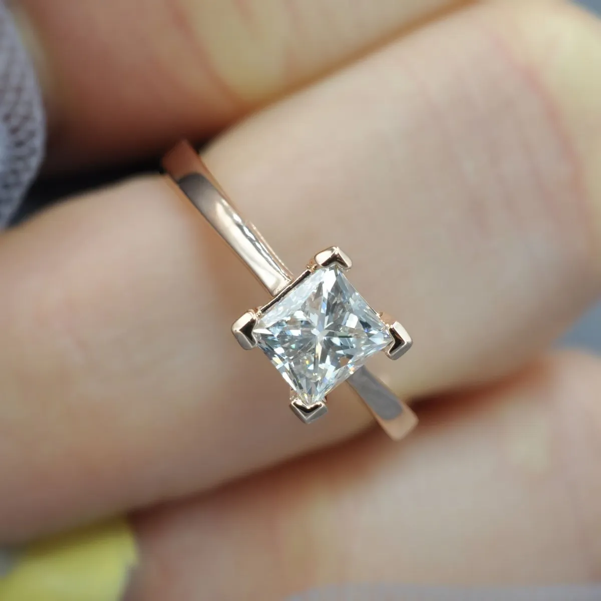 Selected 1.00CT Princess Cut Diamond Solitaire Ring in 14KT Rose Gold