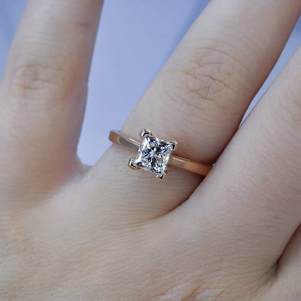 Selected 1.00CT Princess Cut Diamond Solitaire Ring in 14KT Rose Gold