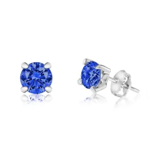 September Crystal White Gold Palladium Plating Hypoallergenic Kids Stud Earrings Surgical Titanium Posts