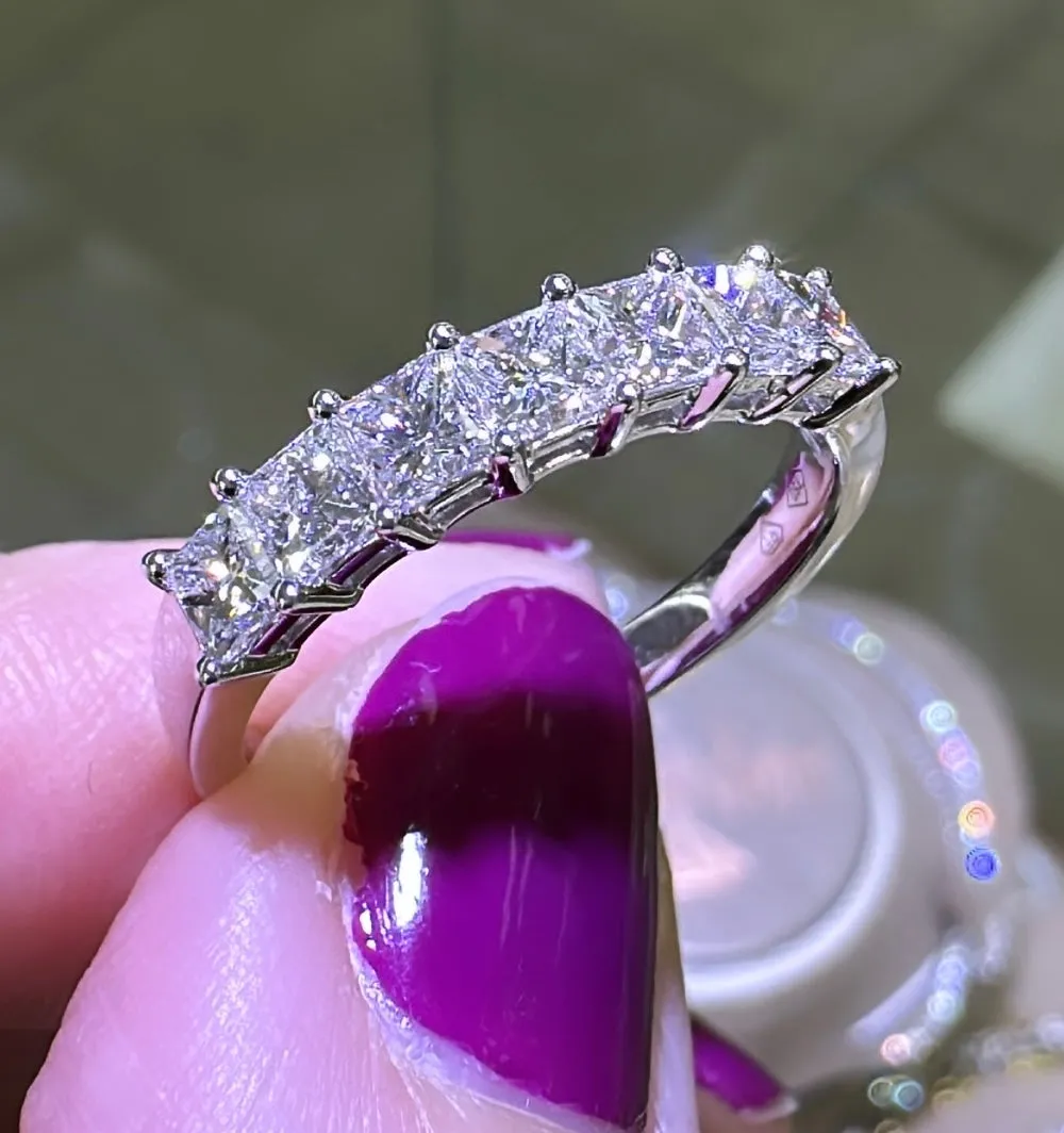 Seven Stone Princess Cut Diamond Ring 1.15ct tw